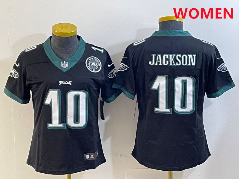 Women Philadelphia Eagles #10 Jackson Black Second generations 2025 Nike Vapor Limited NFL Jersey style 5->women nfl jersey->Women Jersey
